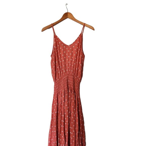 VICI Floral Print Flowy Maxi Dress Coral Orange size M Medium - Picture 10 of 12